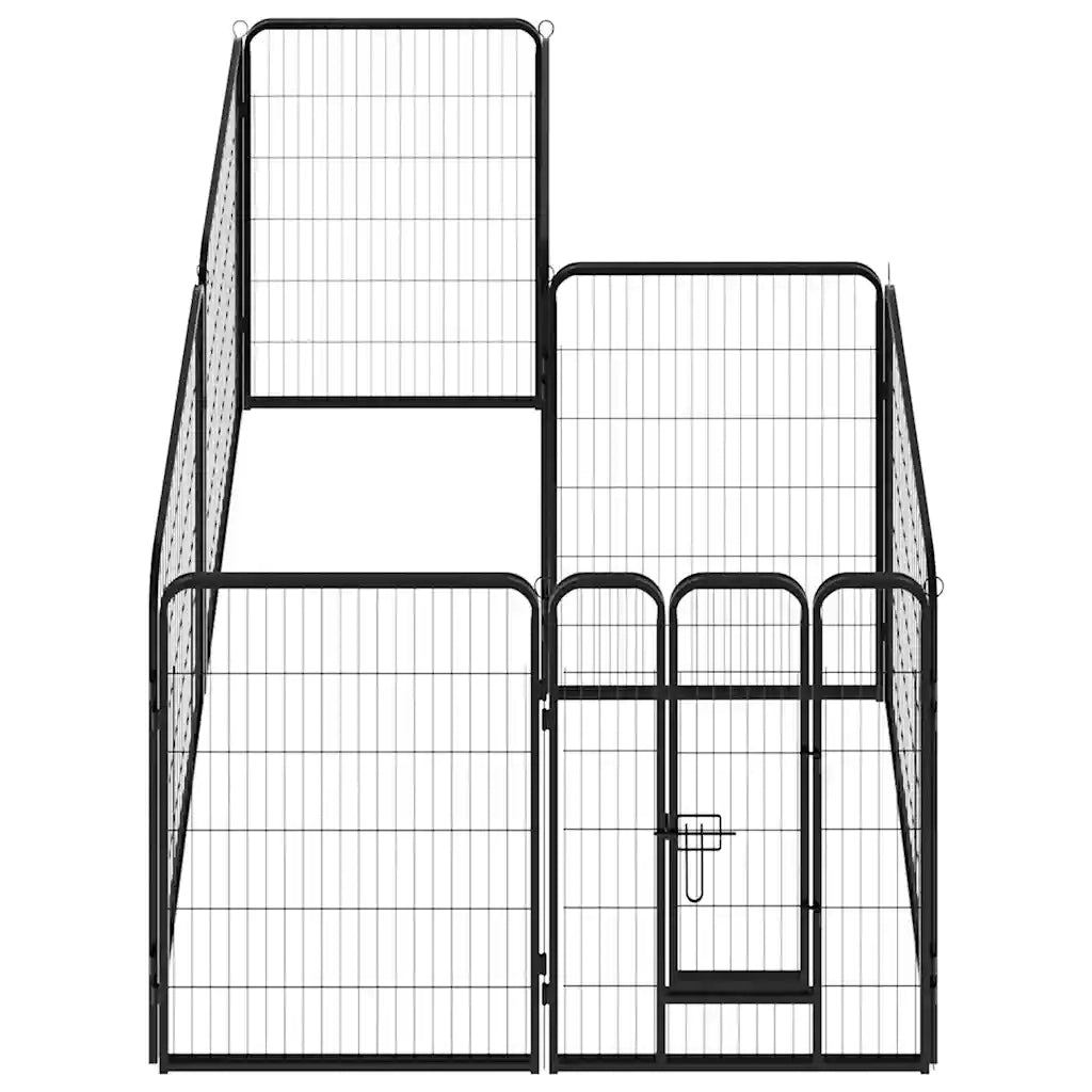 Box per Cani con 8 Pannelli in Acciaio 80x100 cm Nero 170574
