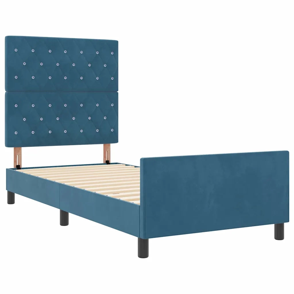 Letto a molle con testiera Blu Scuro 90 x 190 cm Velluto 3344847
