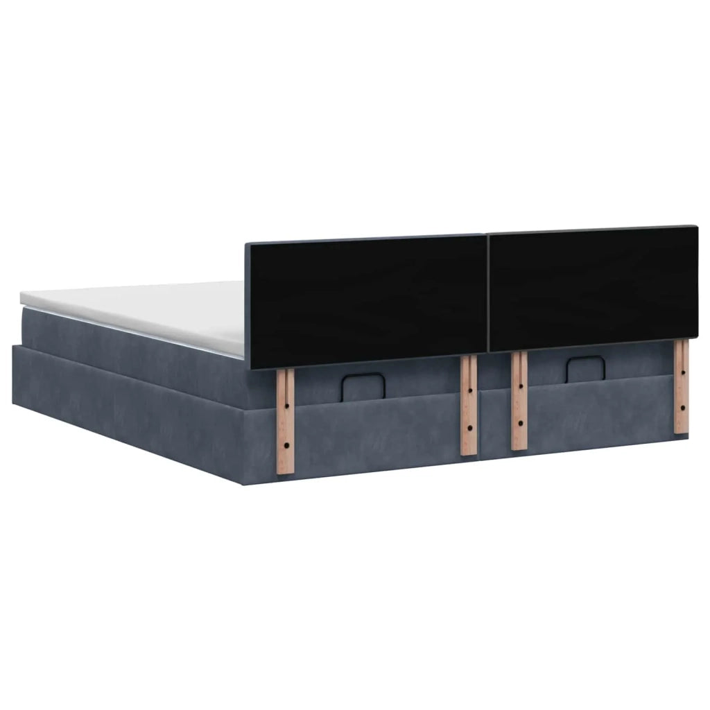 Letto Ottomano con Materasso e LED Grigio Scuro 200 x 200 cm 3457321