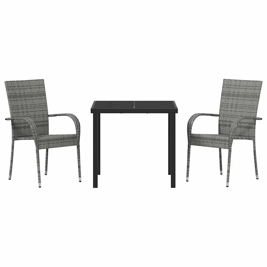 Set da Pranzo per Giardino 3 pcs Grigio