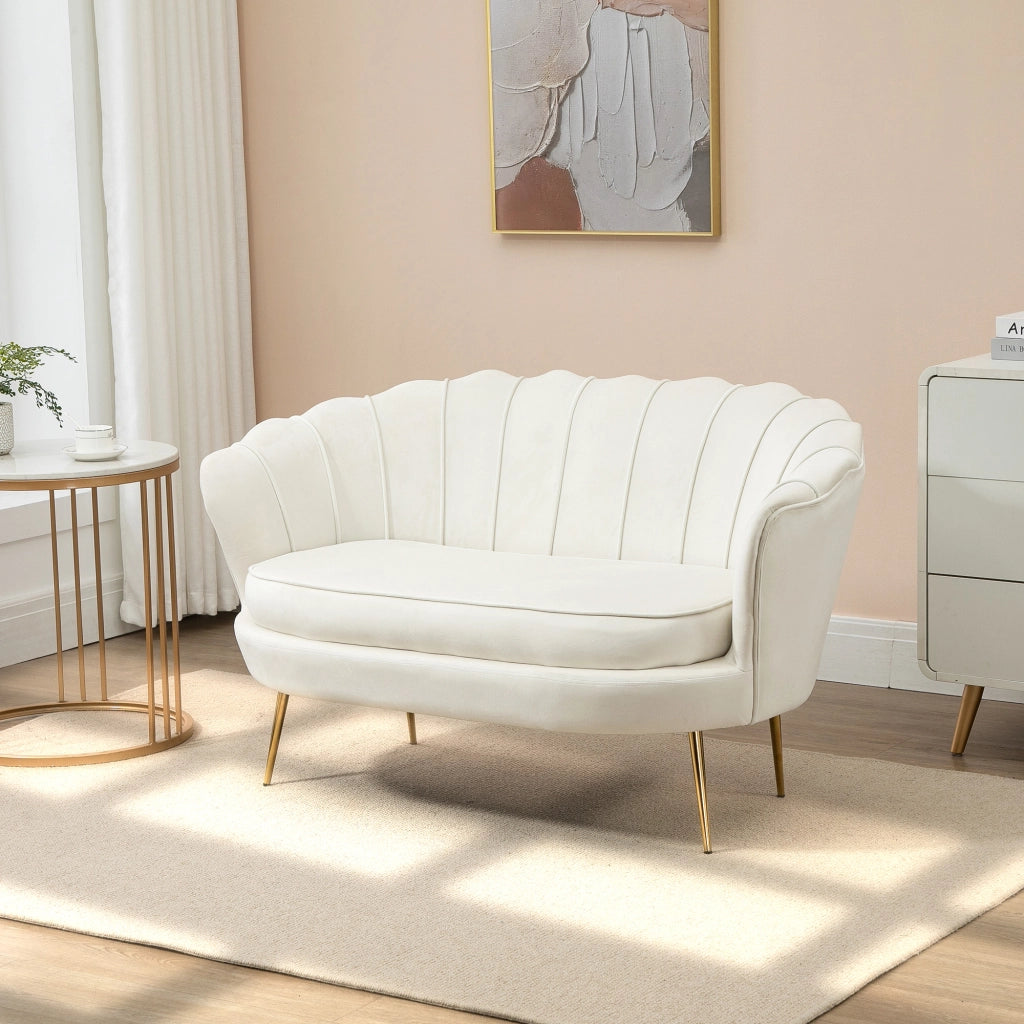 Divano 2 posti in velluto ¨C Minimal ¨C crema