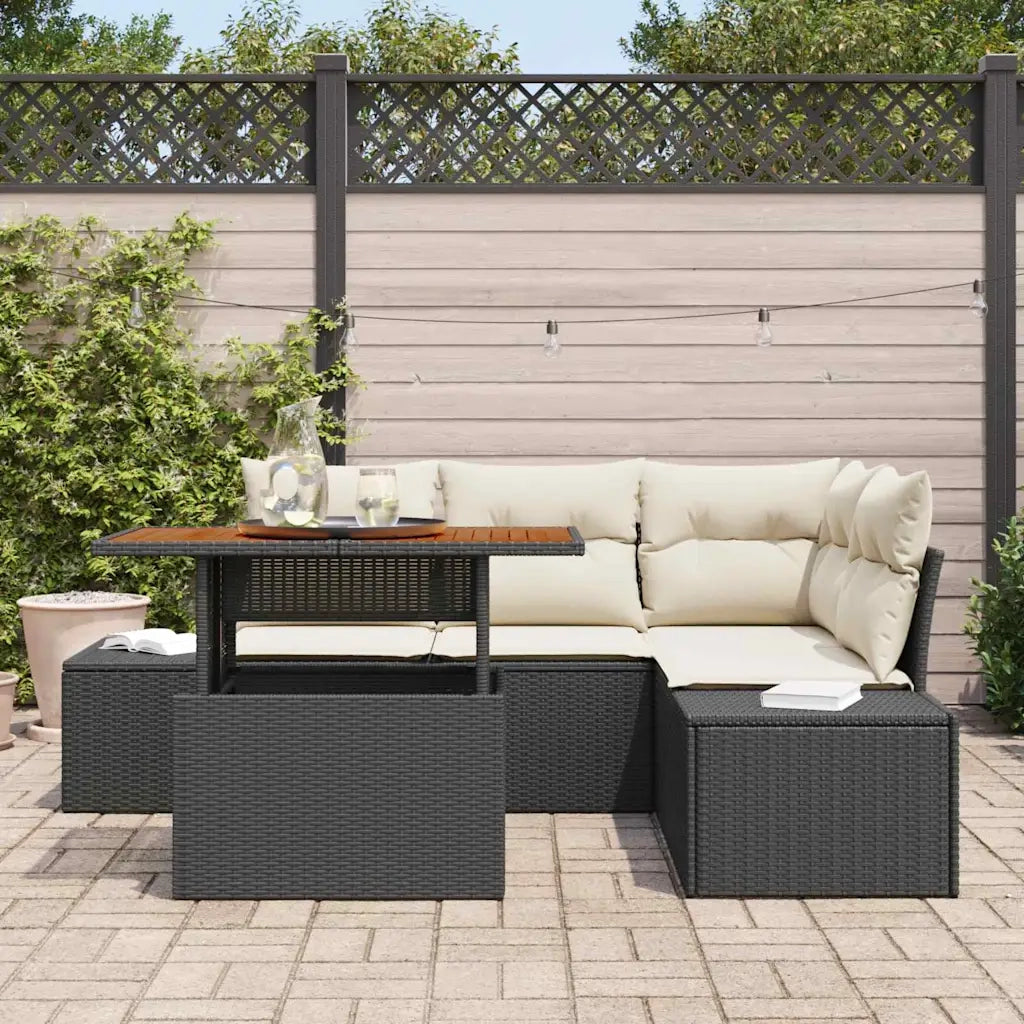 Set Divano da Giardino con archiviazione 5 pcs Nero Poly Rattan 3358693