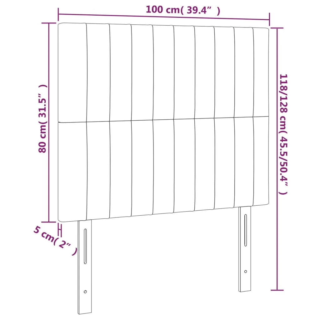Testiera a LED Nera 100x5x118/128 cm in Velluto 3122706