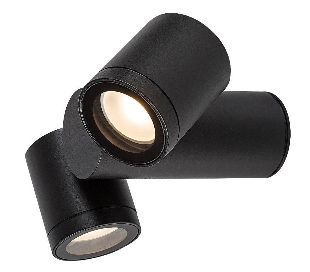 Applique esterna moderna nera orientabile 2xGU10 IP44 Rabalux