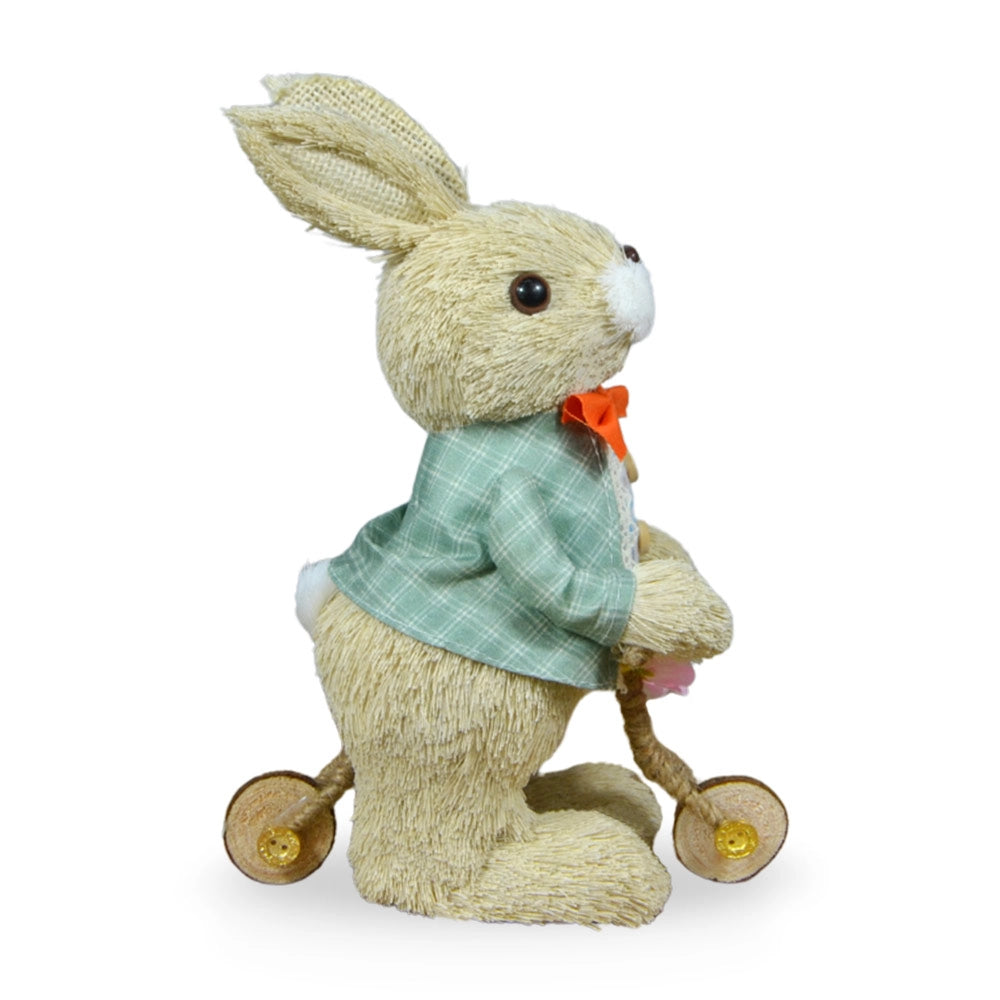 Coppia Coniglietti Decorativi con Bicicletta h 24 cm