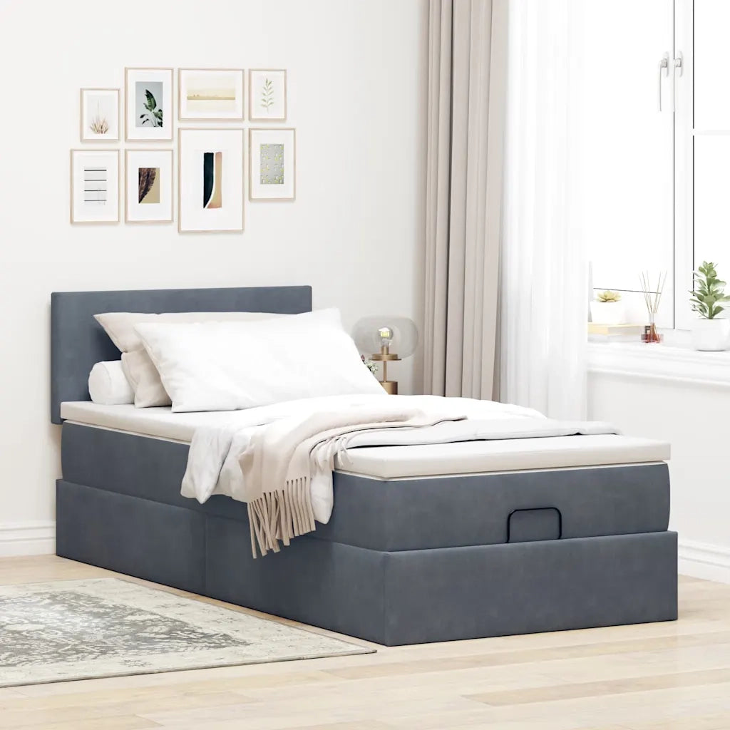 Struttura Letto Pouf con Materasso 100x200 cm Velluto 3312531