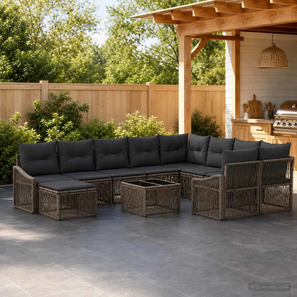 Set Divano da Giardino 11 pz Grigio polyrattan 3436202