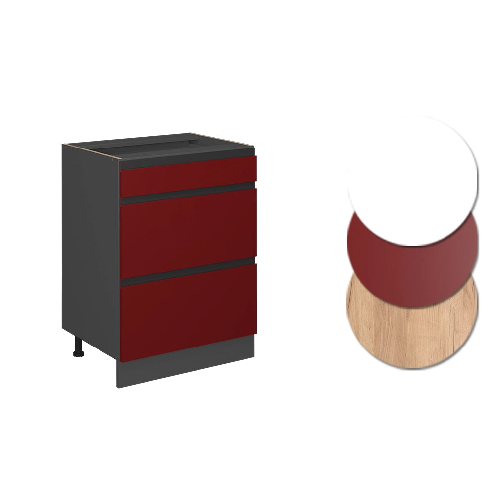 Vicco Mobiletto base per cucina Rosso 60 cm PL Marmo