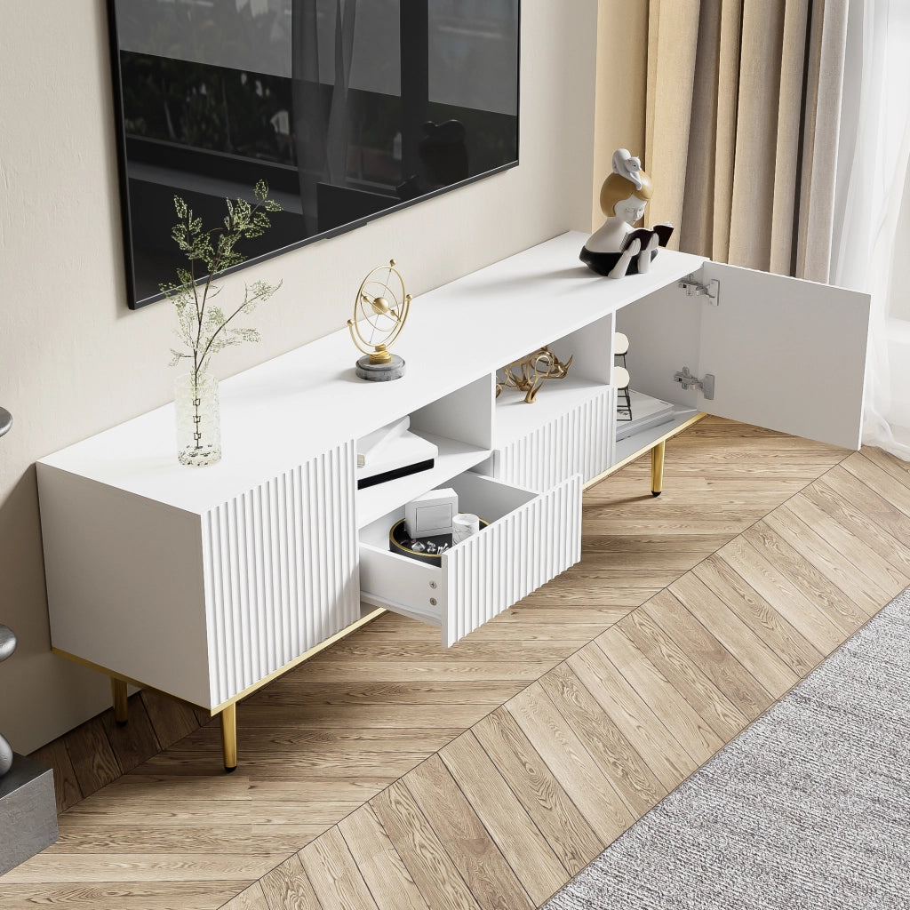 Cassettiera per TV bianca in truciolato lunghezza 165 cm