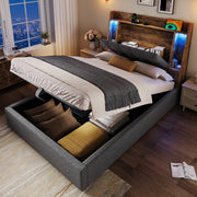 Letto imbottito singolo - Xylo - 90x200 - Grigio - Stelaio sollevabile USB-C
