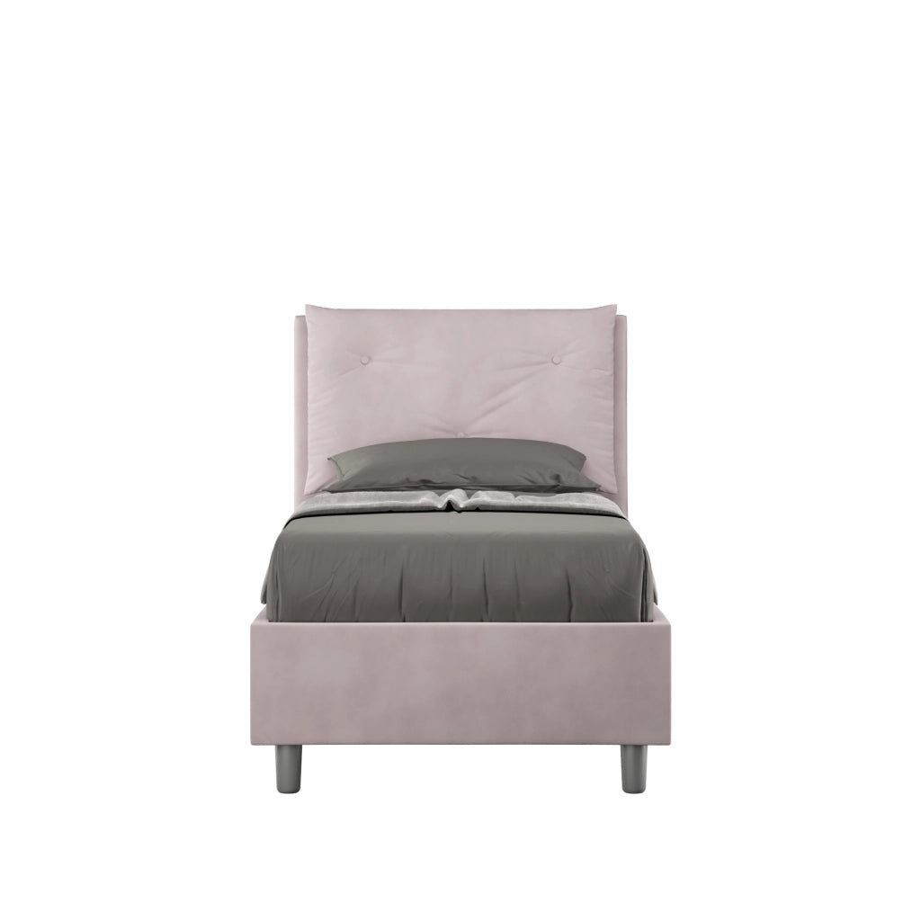 BS COM Letto singolo contenitore imbottito 90x210 microfibra glicine