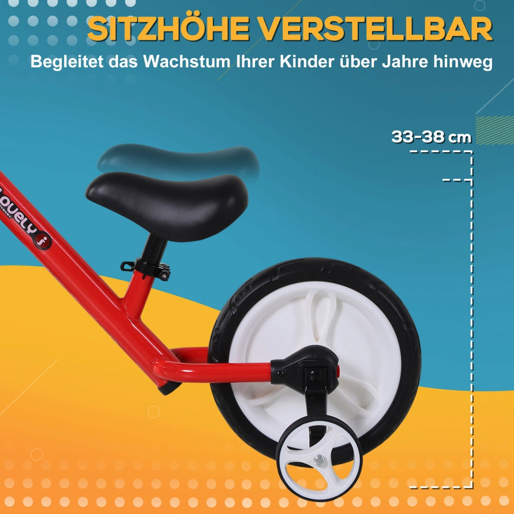 Bicicletta Equilibrio Bambini 2-5 Anni ¨C Xylo ¨C con Ruote Stabilizzatrici e Pedali, Rosso