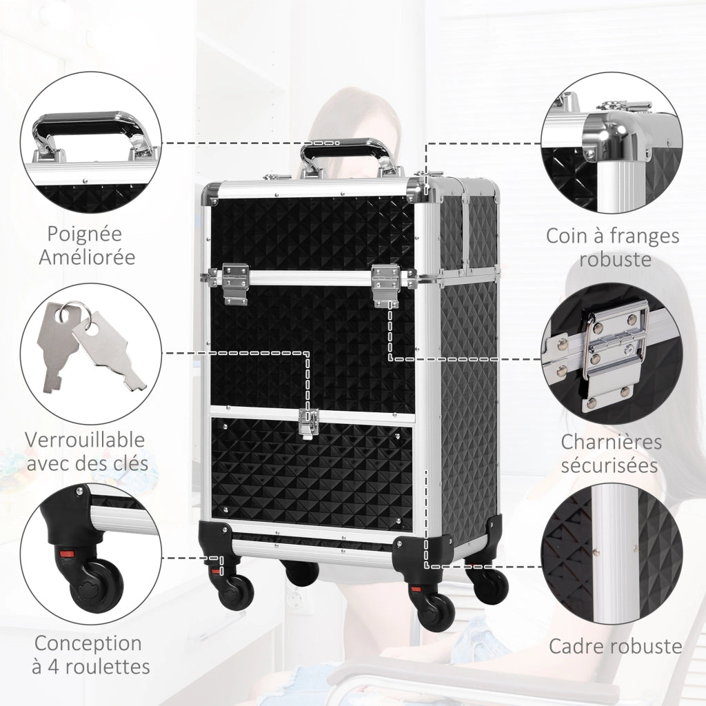 Valigetta trucco trolley ¨C Minimal ¨C nero 34x25x62 cm