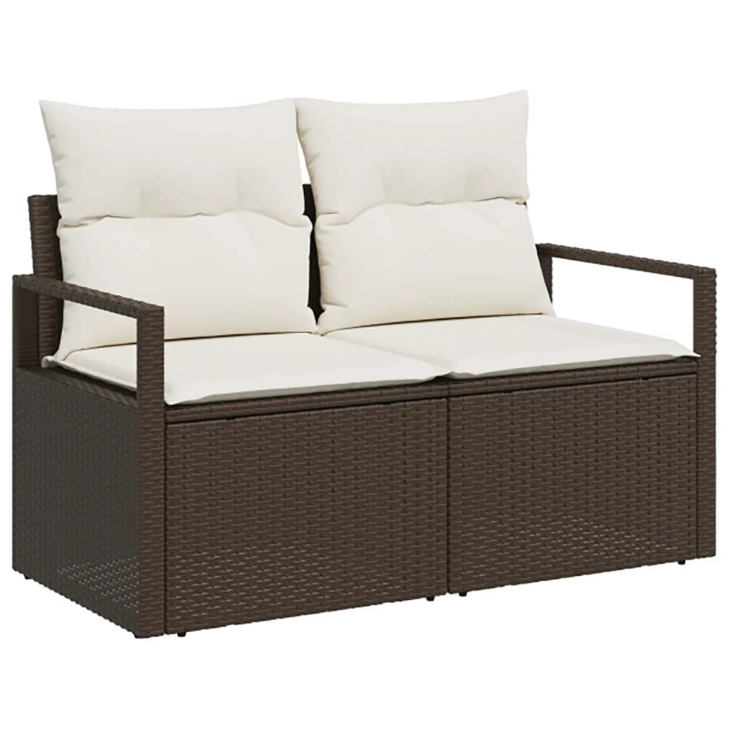 Set di divani 7 pz Marrone e Bianco Crema 3448720