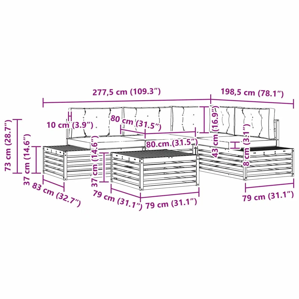 Set di divani da esterno 6 Pezzo 3391120