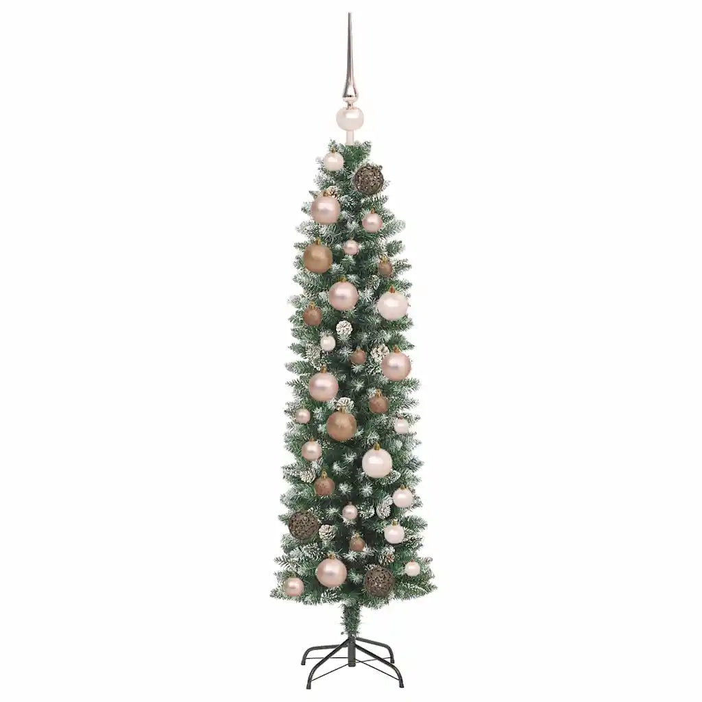 Albero di Natale Artificiale Sottile Verde e Bianco 120 cm 3395267