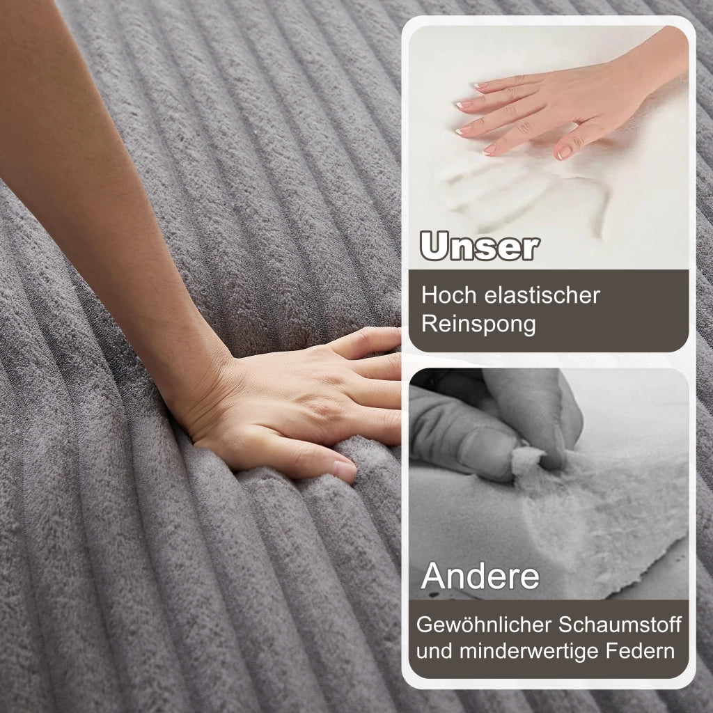 Divano modulare - linee curve e seduta ampia - in velluto a coste e schiuma - grigio