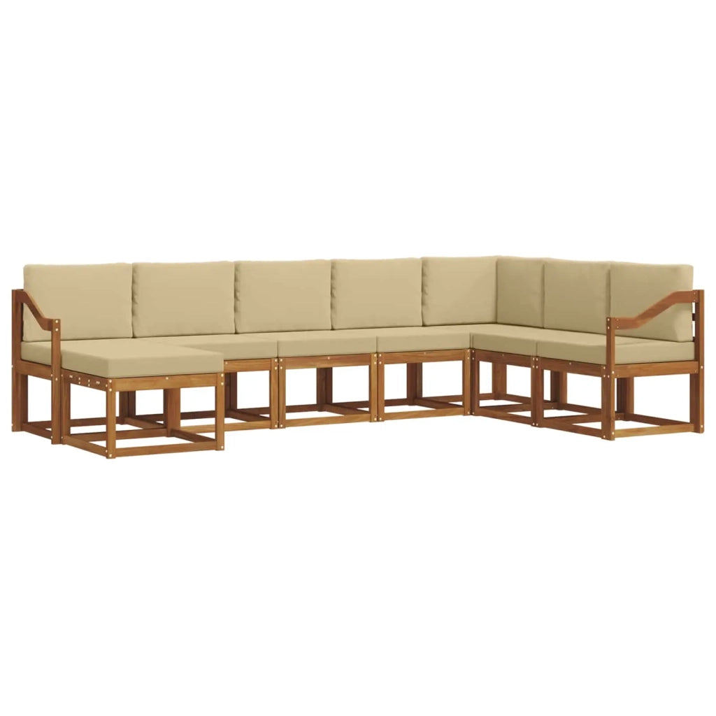 Set di divani da esterno con cuscino 8 pcs Naturale e Beige 3366831