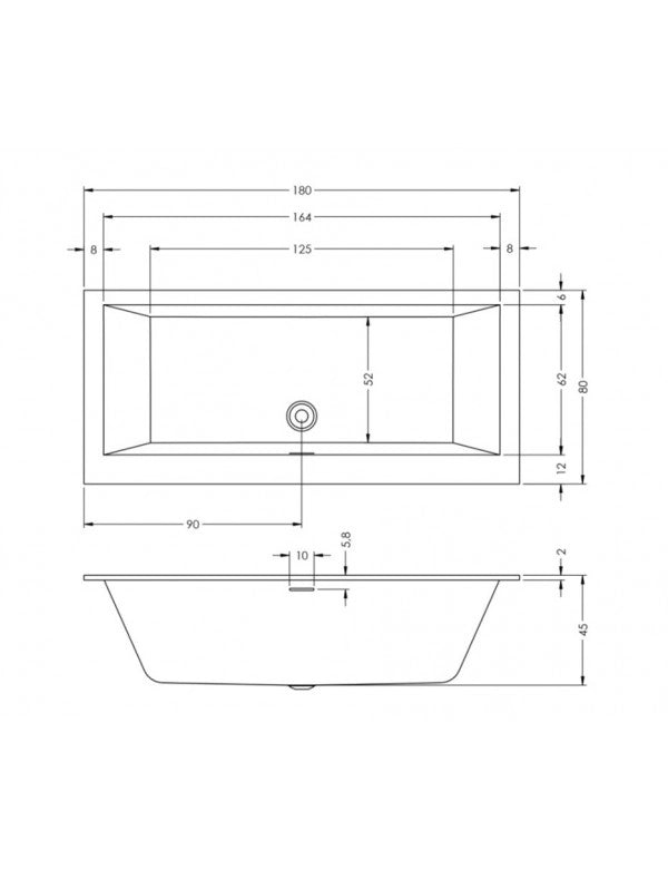 RIHO RETHINK CUBIC Plug&Play Back2Wall Vasca da bagno 180x80 cm