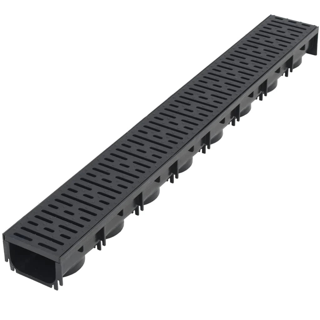 Set di tre canaline di drenaggio in plastica nera da 3 m 02_0002994