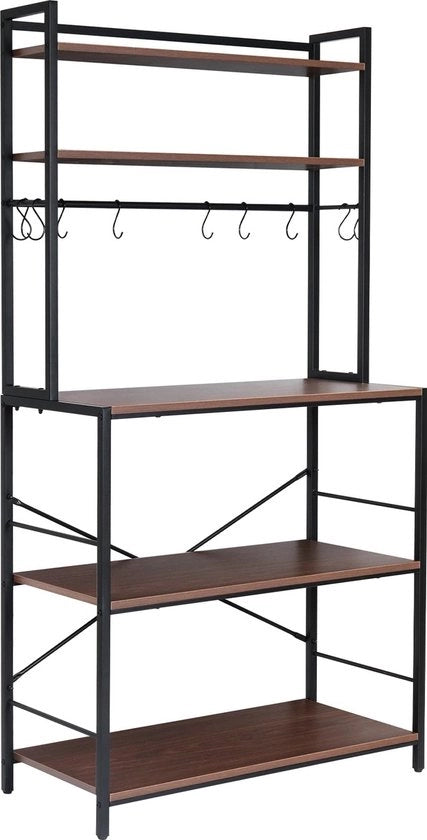 Cassa da Cucina - Cassetta da Cucina - Cassetta a Microonde - Blocco da Cucina - Industriale - Nero - 5 Nivele - 85x40x165 cm