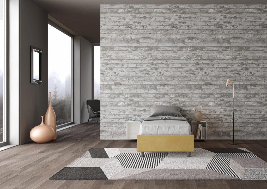BS COM Letto singolo con rete imbottito 90x210 microfibra ocra