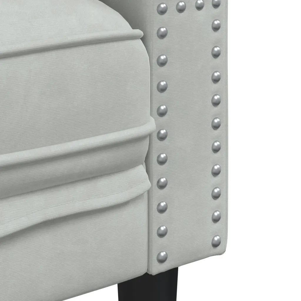 Set Divani Chesterfield 3pz con Cuscini Grigio Chiaro Velluto 3209281