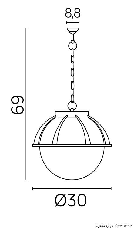 Lampada sospensione esterna sfera 25cm nera E27 IP43