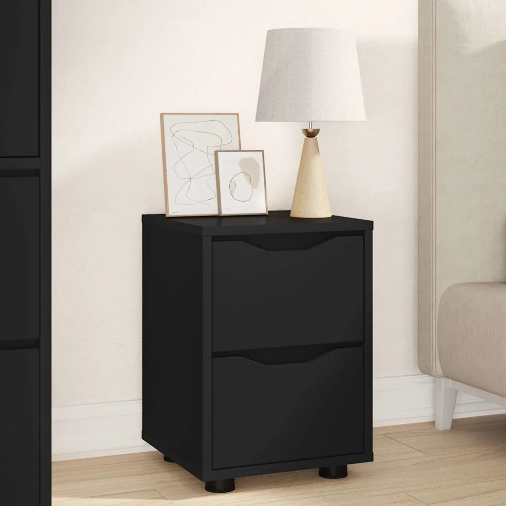 Set di 2 Comodini | Armadio da Notte | Mobiletto da notte Nero 30,5 x 30 x 43 cm Legno multistrato