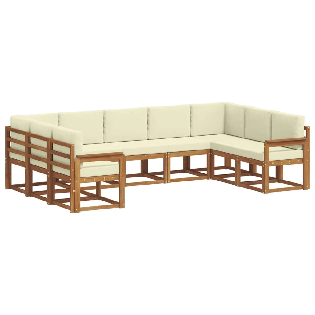 Set di divani da esterno con cuscino 9 pcs Naturale e Crema 3366973