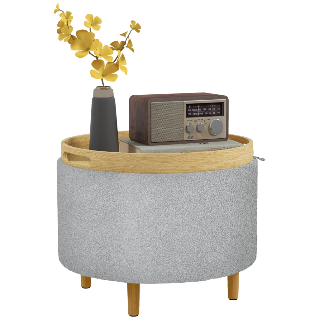 Pouf imbottito ¨C Minimal ¨C Grigio, Tessuto, 56x56x42 cm