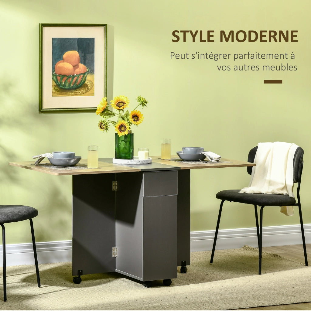 Tavolo da pranzo pieghevole con rotelle e cassetti ¨C Xylo ¨C Bianco 76x140x74 cm