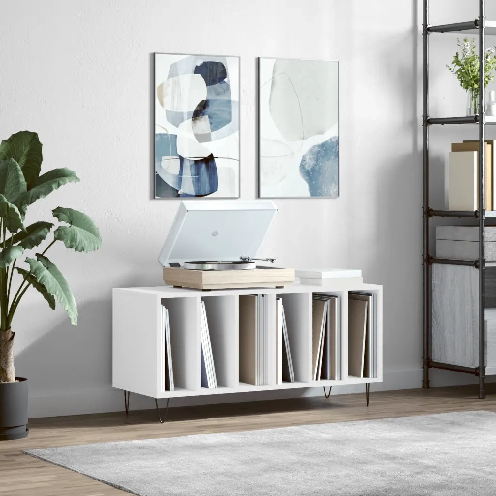 Mobile Porta Dischi Bianco 100x38x48 cm in Legno Multistratocod mxl 127608