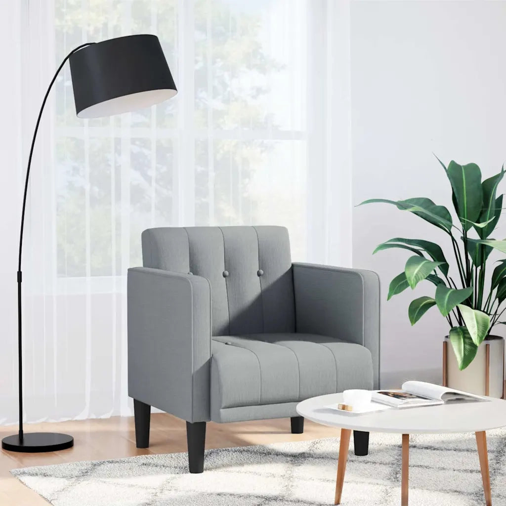 Divano Sedia con Braccioli Grigio Chiaro 53 cm in Tessuto 4100543