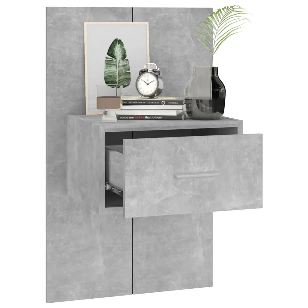 Comodini a Muro 2 pz Grigio Cemento 810980