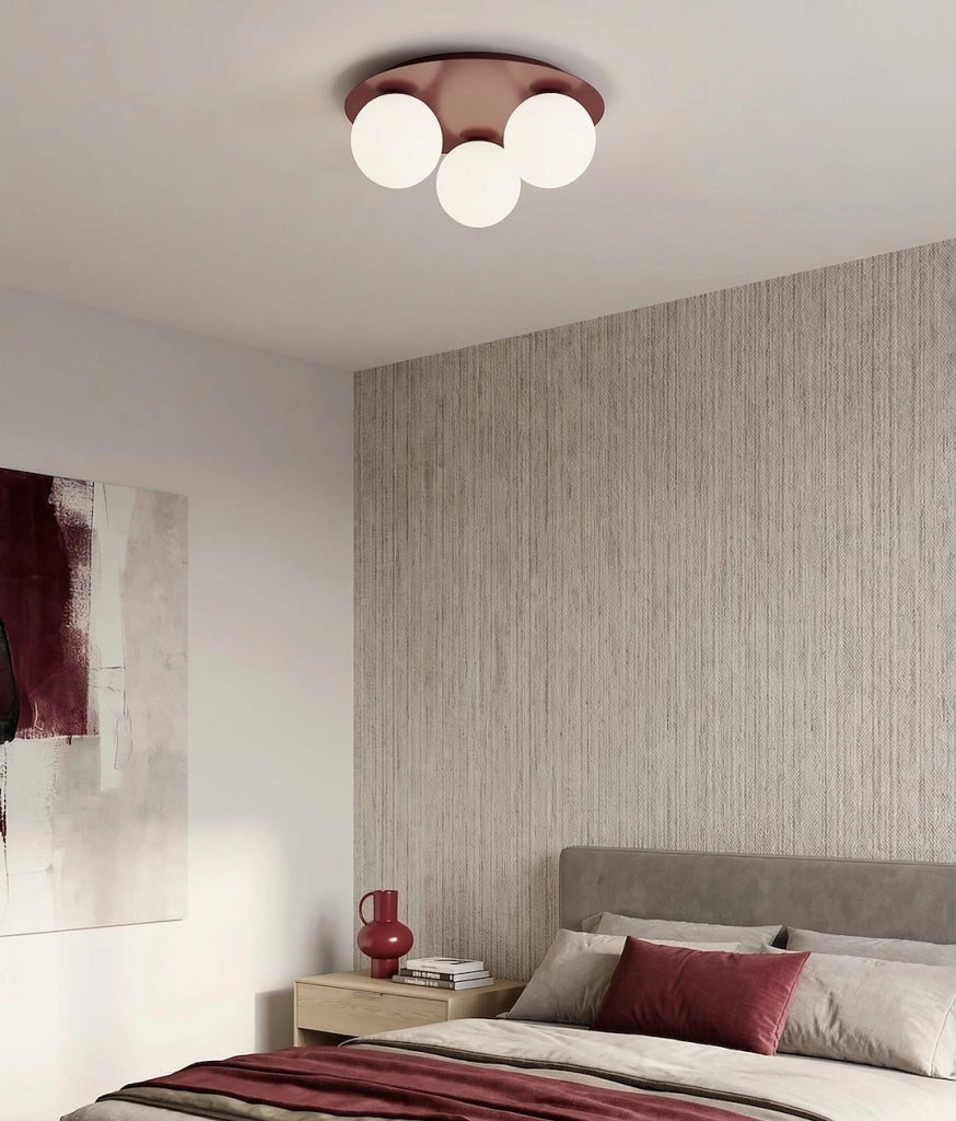 Lampada da soffitto SOLAR 3 sfere vetro bordeaux E14 Emibig