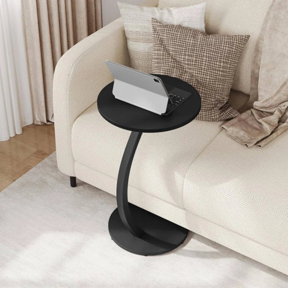 Trade Shop - Tavolino Laterale A Forma Di C Moderno Elegante Per Soggiorno Salotto Divano Camera - Nero