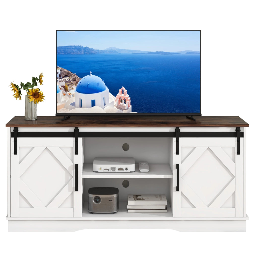 Cassettiera TV marrone e bianca in truciolare 150 cm