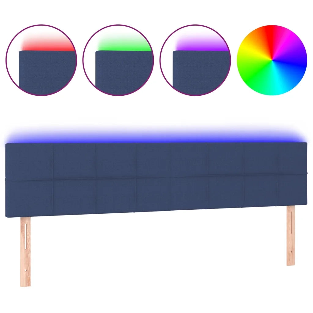 Testiera | Testata a LED Blu 180x5x78/88 cm in Tessuto