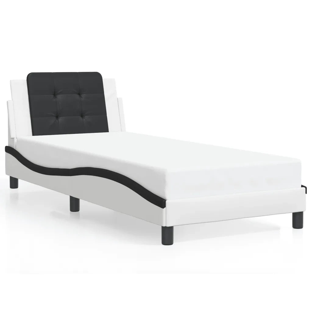 Giroletto con LED senza Materasso Zadar Bianco e Nero 90x200 cm