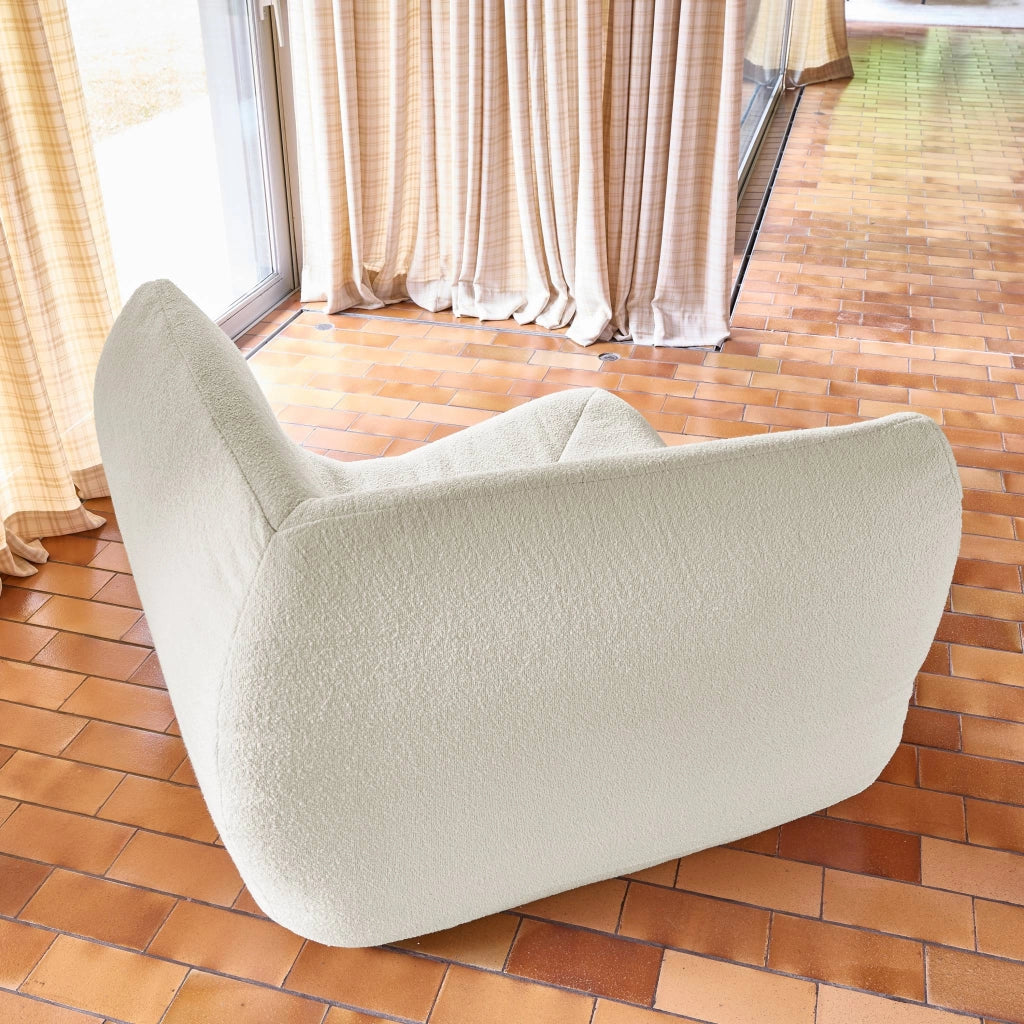 Poltrona angolare in bouclé testurizzato, bianco