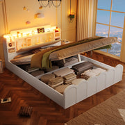 Letto Contenitore Imbottito con LED e USB ¨C MINIMAL ¨C Bianco 140x200