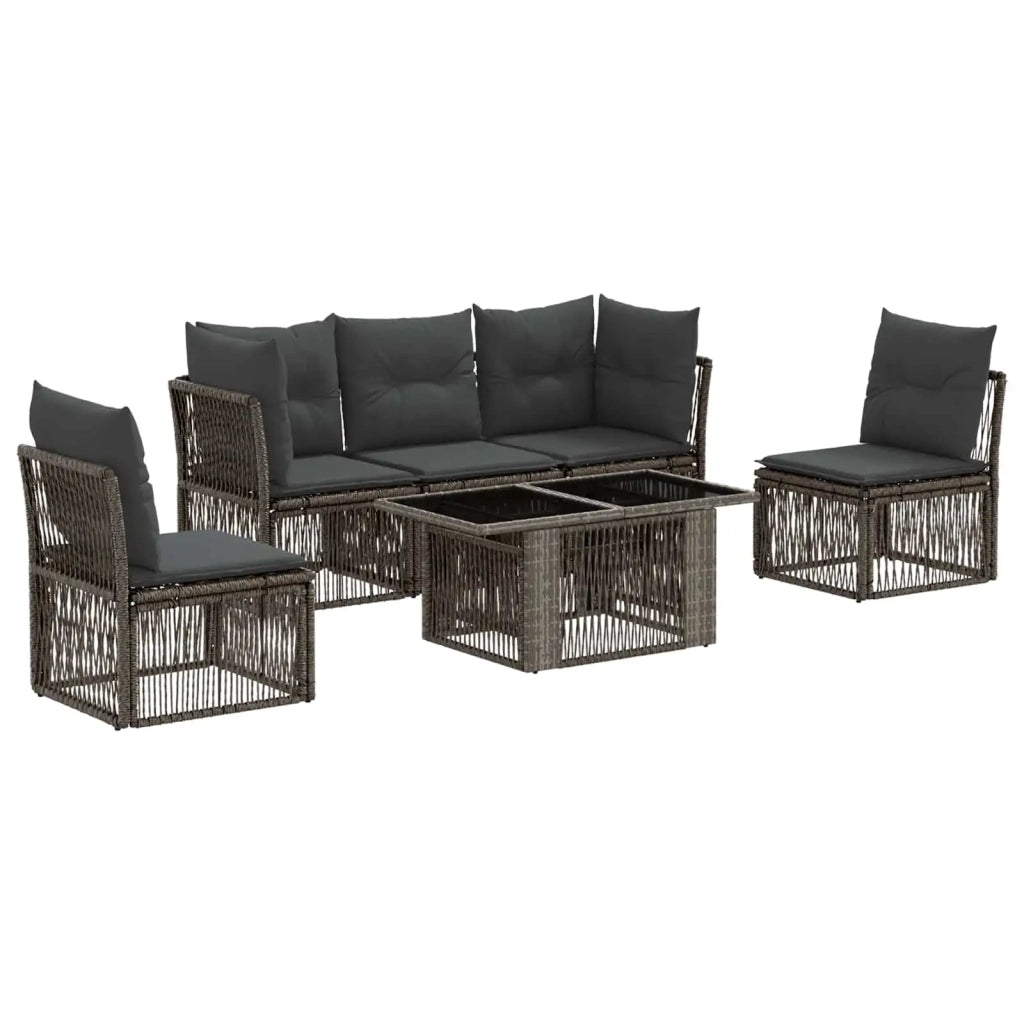 Set Divano da Giardino 6 pz Grigio polyrattan 3436436