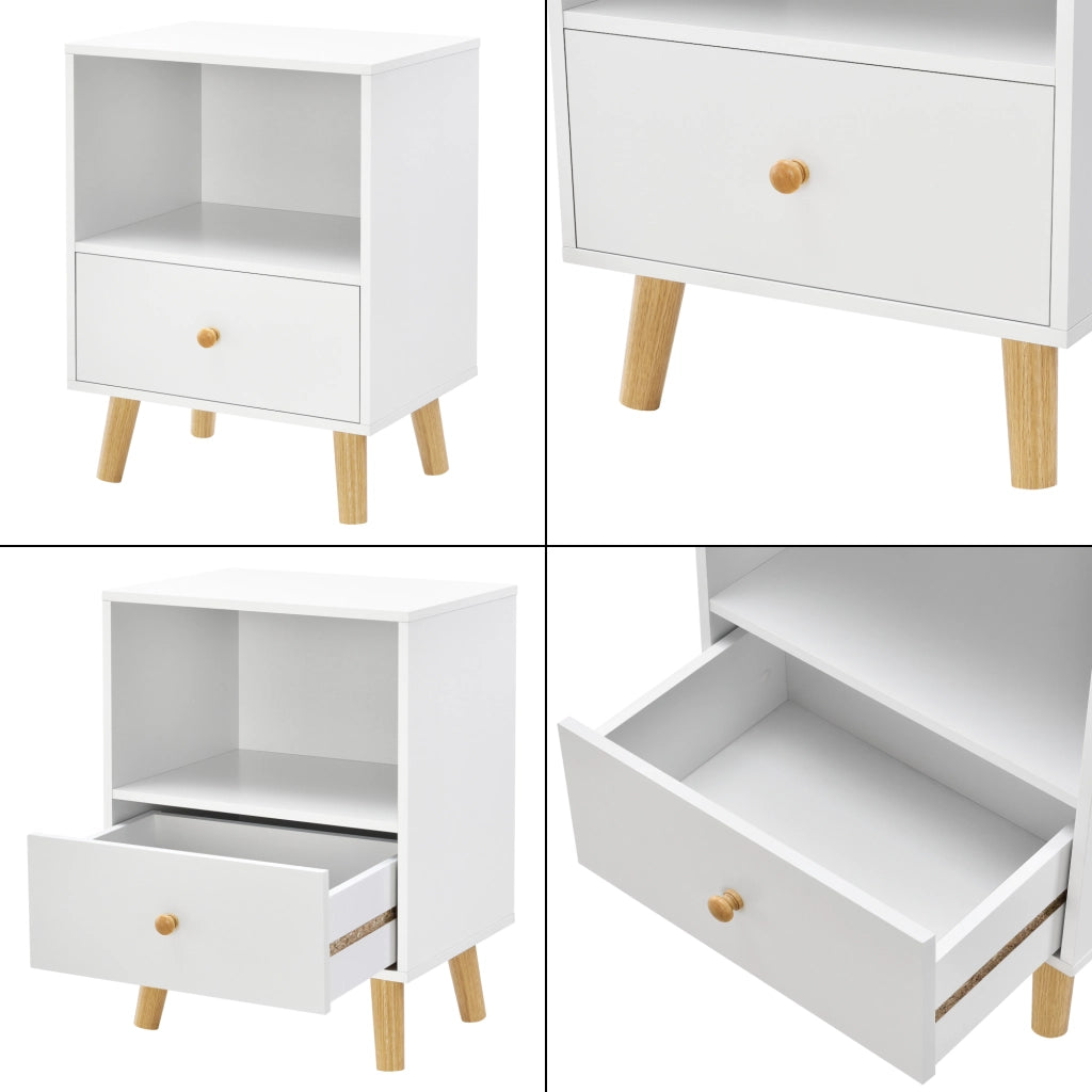 Comodino Sundsvall con Cassetto - Bianco [en.casa]