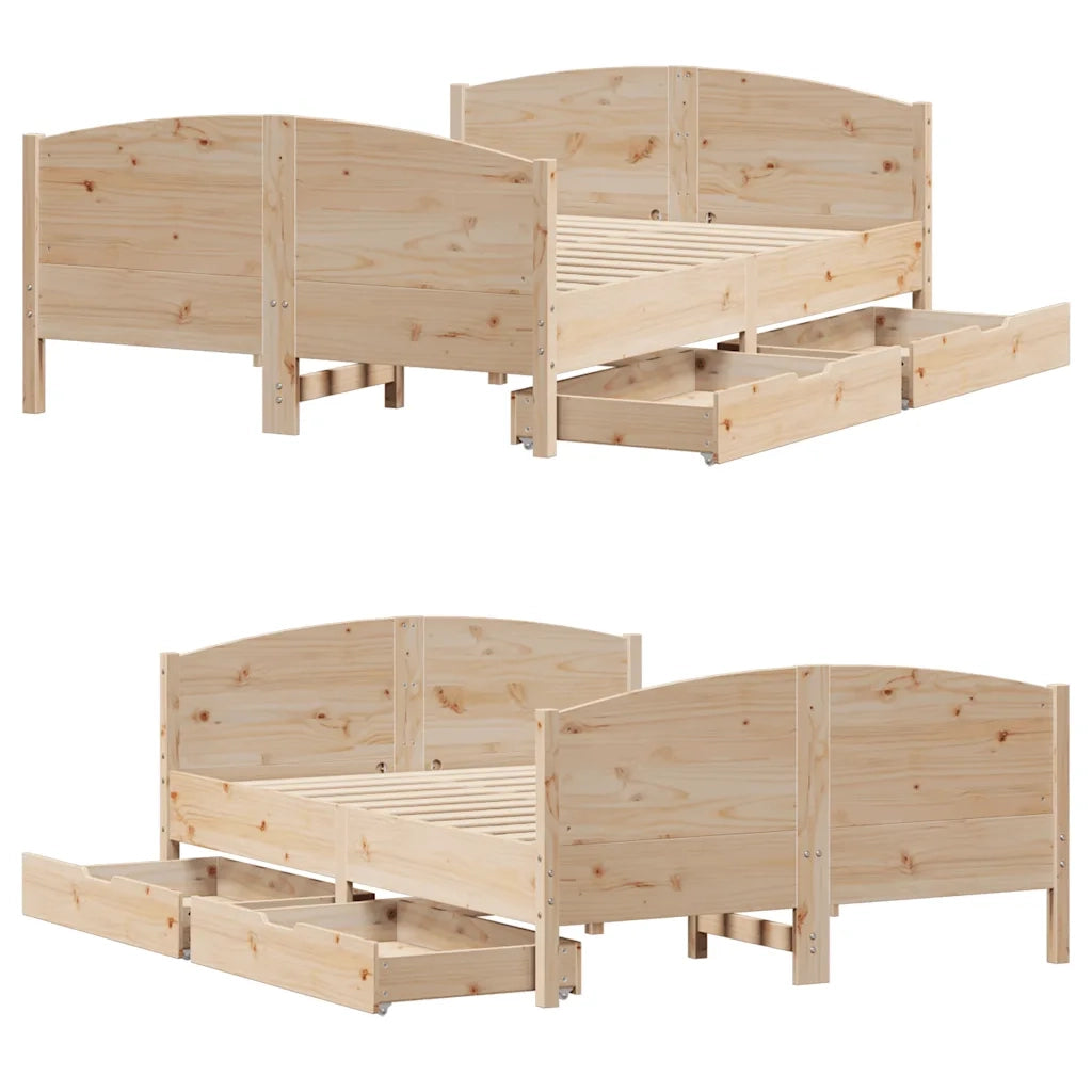 Letto senza Materasso-Struttura Letto 120x190 cm in Legno Massello di Pino 676223
