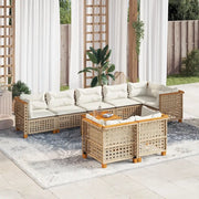 Set Divano da Giardino 9 pz con Cuscini Beige in Polyrattan 3261898