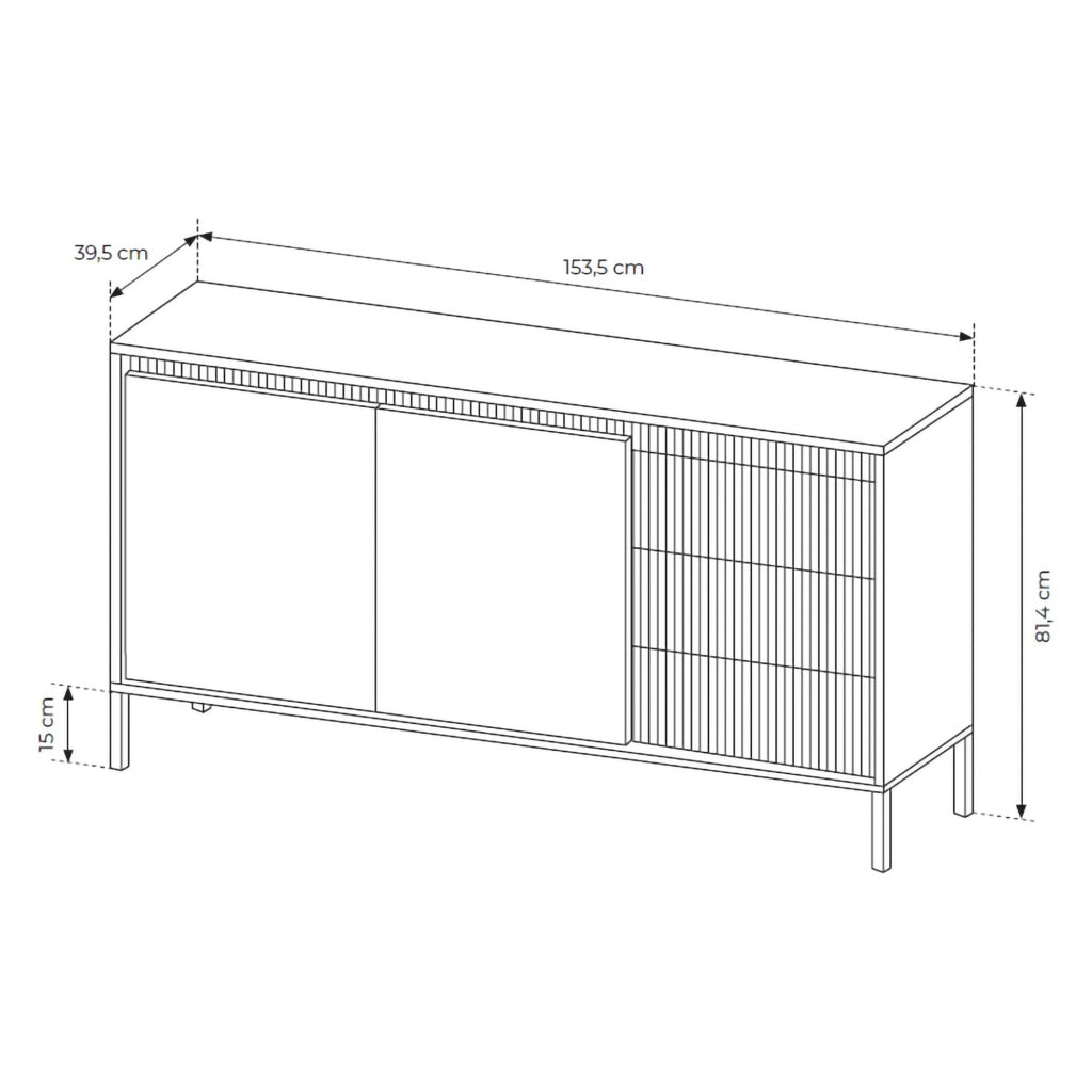 Madia Hatomo, Credenza 3 Cassetti, 154x40x81h cm Beige