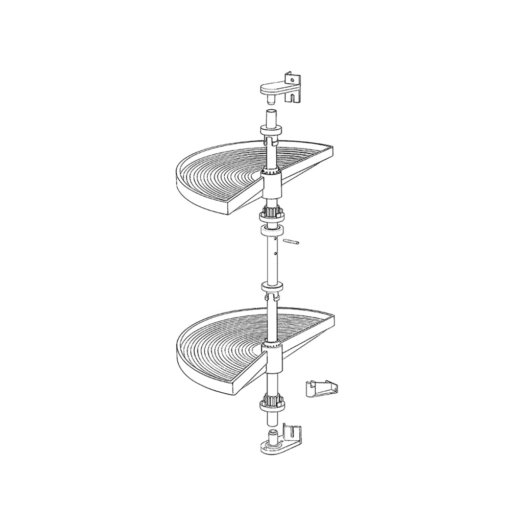 Cestello Girevole Ø75 cm per Mobile da Cucina 90 cm in Plastica Emuca Grigio