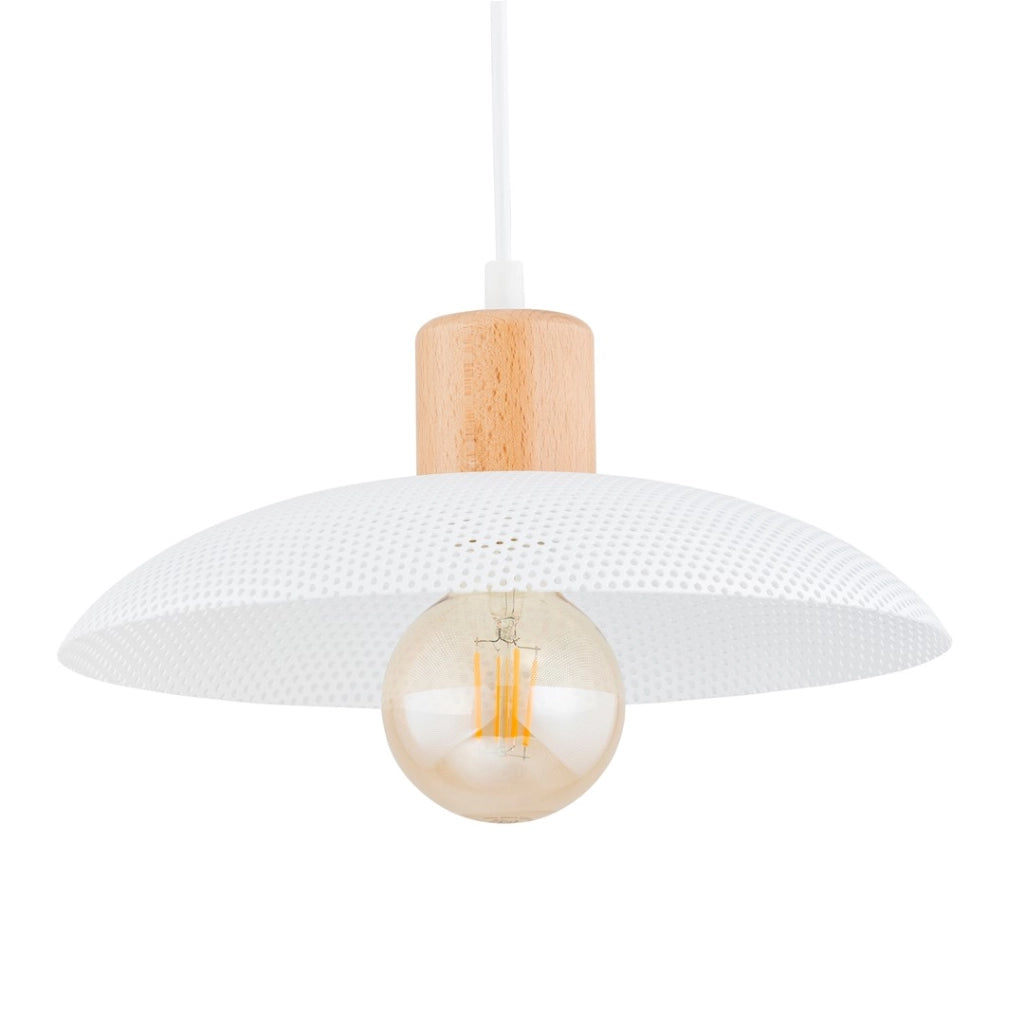 Lampada a sospensione scandi bianca legno KOBE E27 Emibig