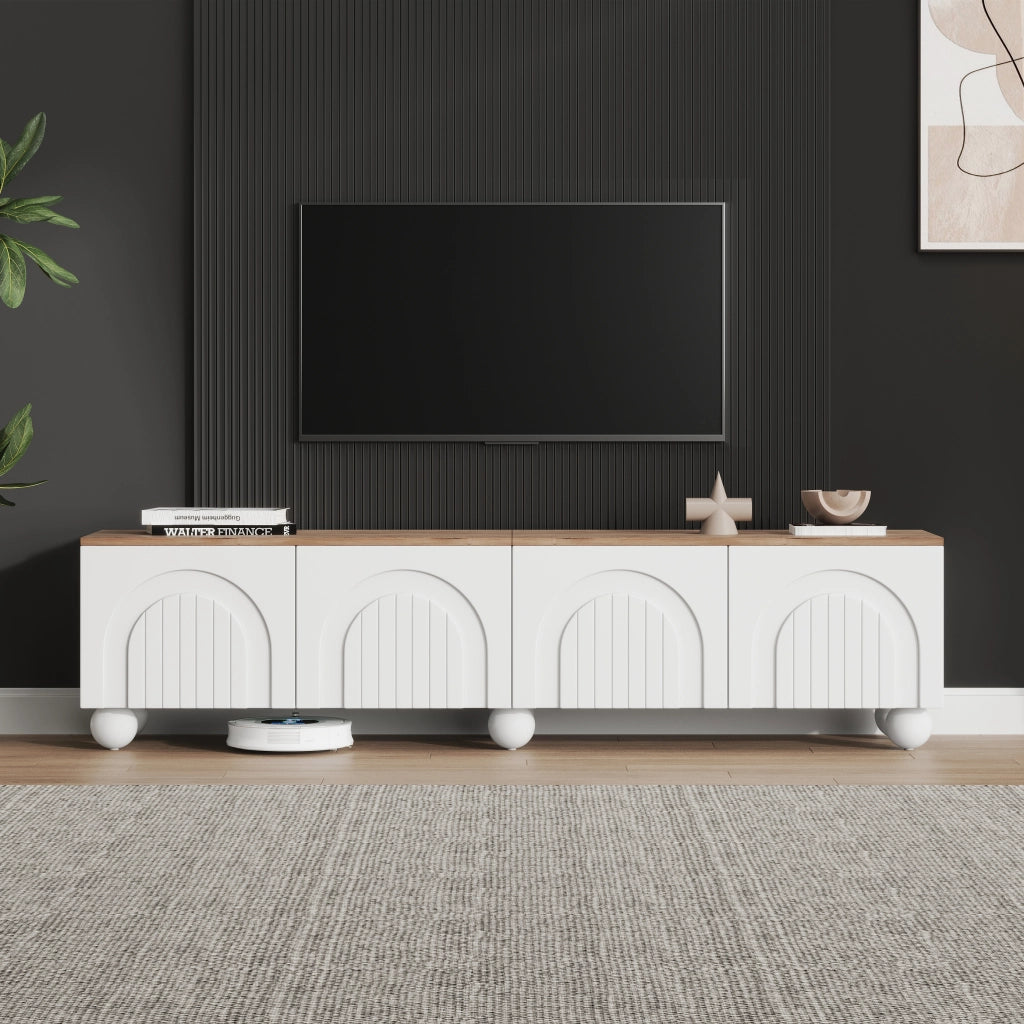 Cassettiera TV bianca e rovere MDF lunghezza 180 cm